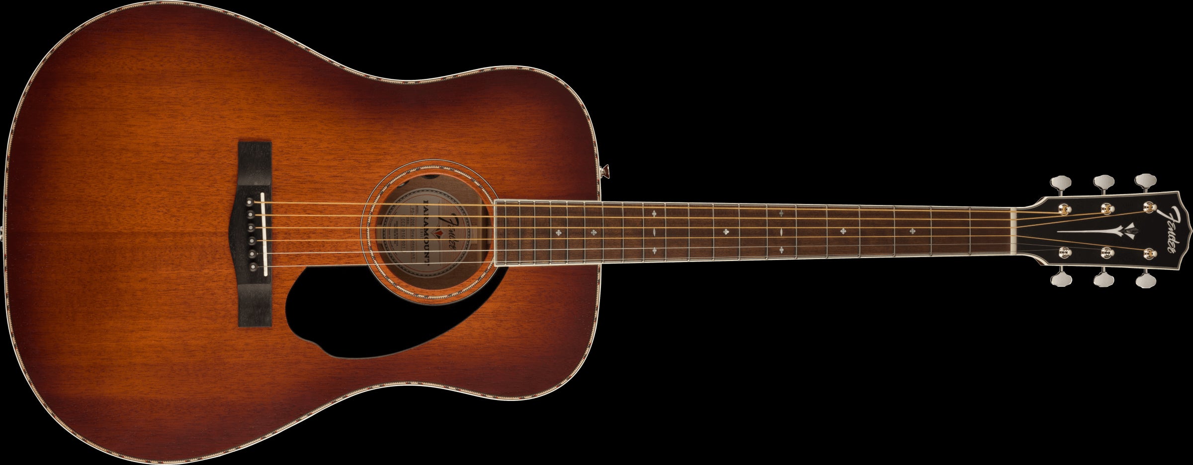 Fender PD 220E Dreadnought All Mhgny Ovangkol FB Aged Cognac Burst
