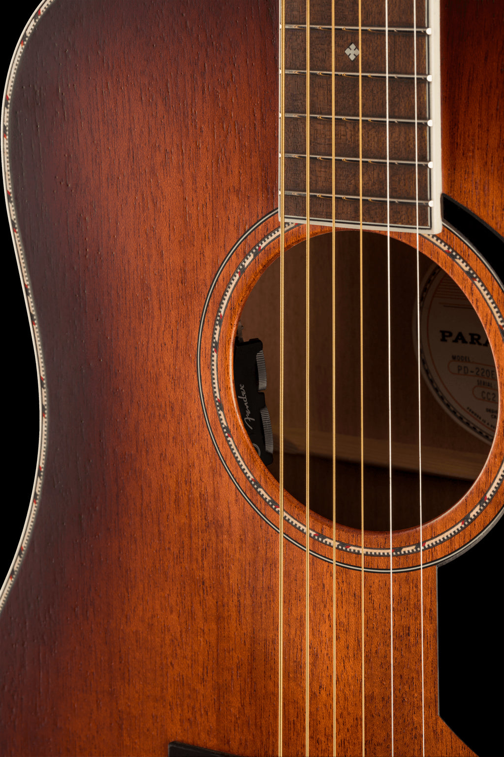 Fender PO 220E Orchestra All Mhgny Ovangkol FB Aged Cognac Burst