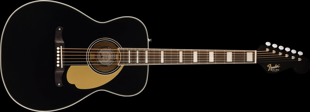 Fender Malibu Vintage Acoustic Guitar - Gold Pickguard - Black