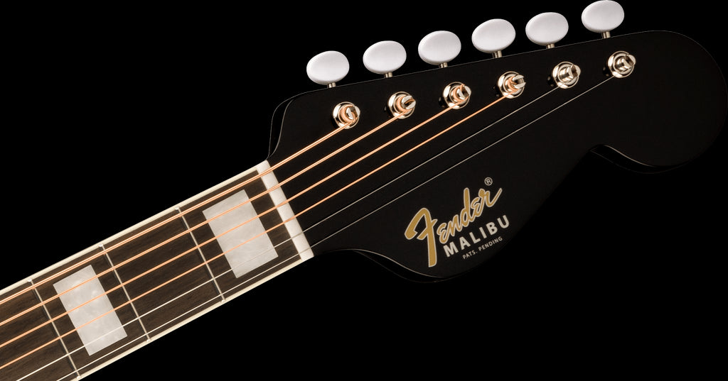 Fender Malibu Vintage Acoustic Guitar - Gold Pickguard - Black