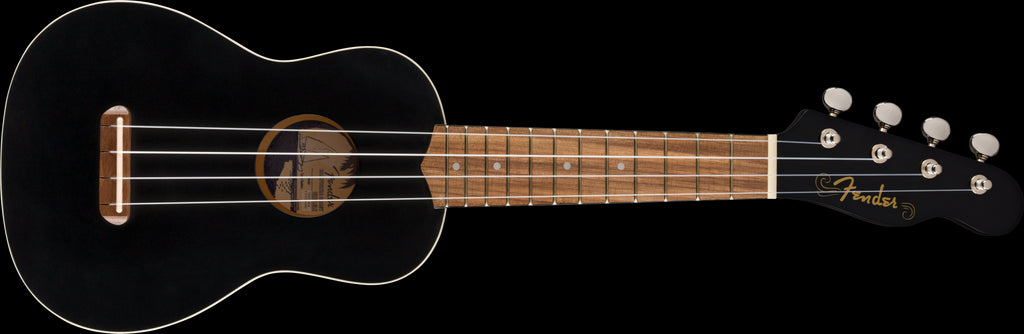 Fender Venice Soprano Uke Walnut Fretboard in Black