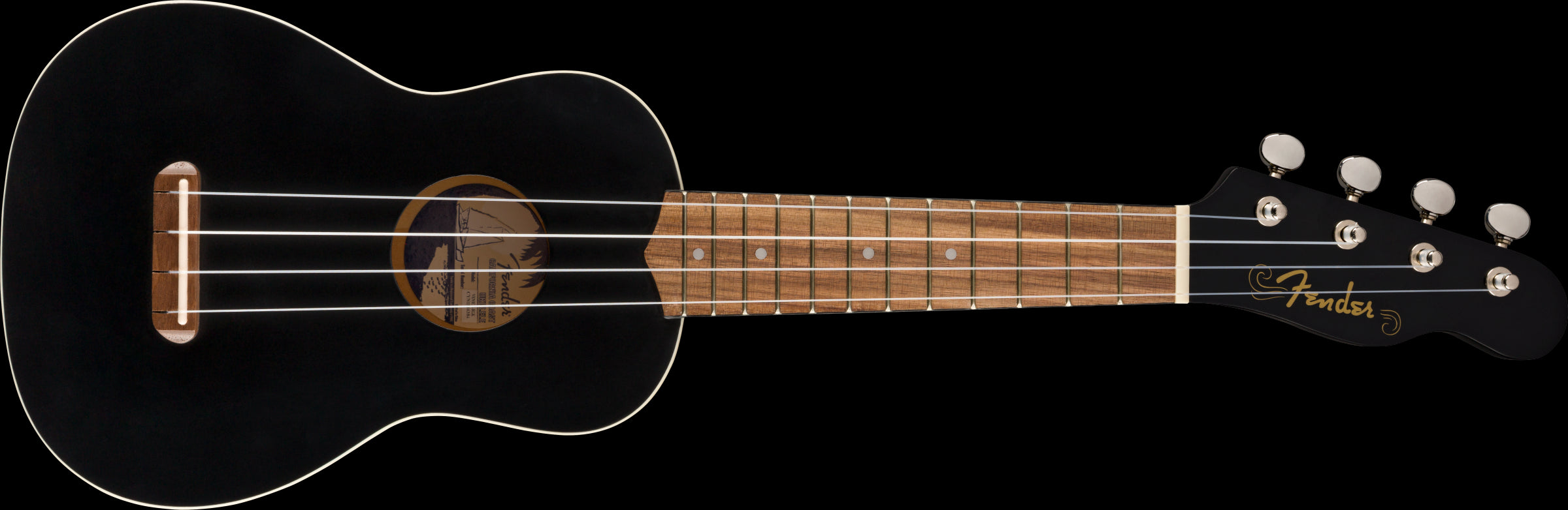 Fender Venice Soprano Uke Walnut Fretboard in Black