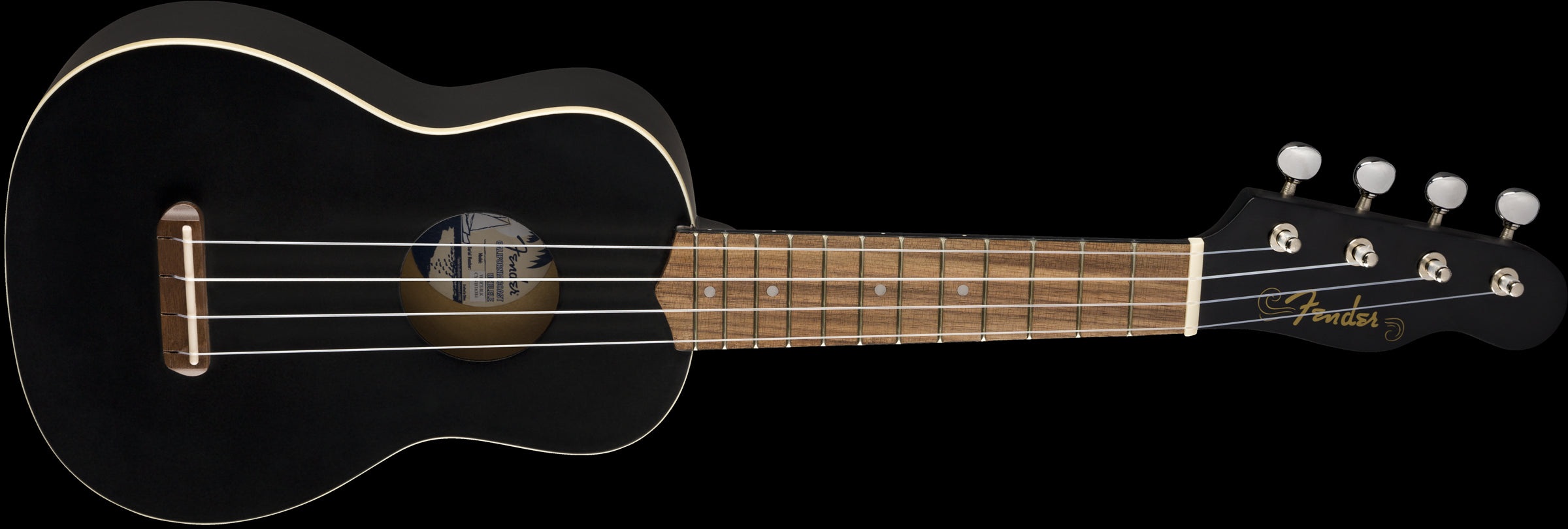 Fender Venice Soprano Uke Walnut Fretboard in Black