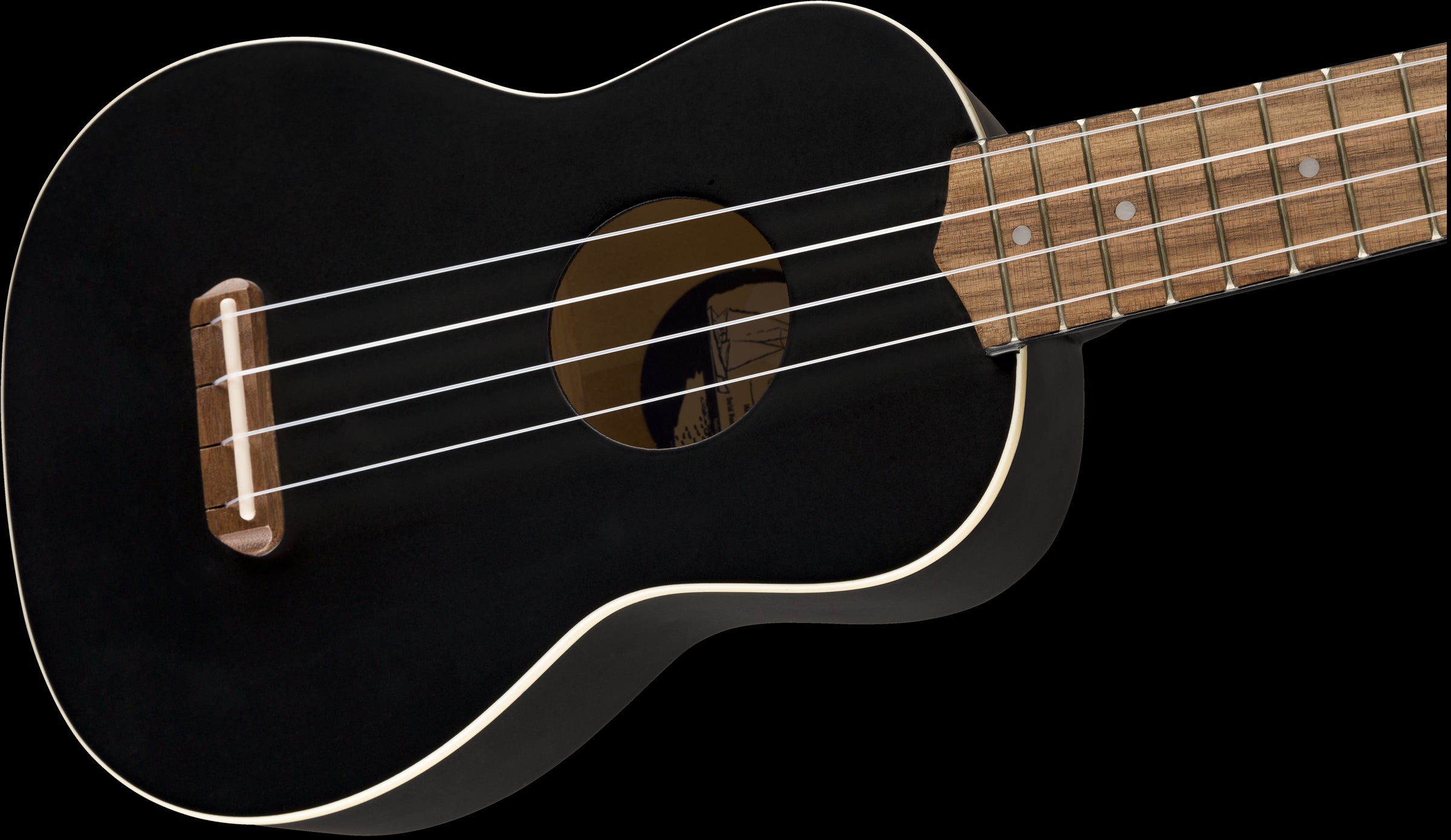 Fender Venice Soprano Uke Walnut Fretboard in Black