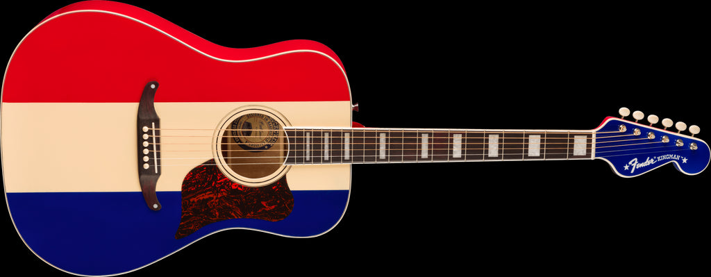 Fender Limited Edition Buck Owens Kingman Dreadnought Acoustic Guitar w/Case - Red White and Blue