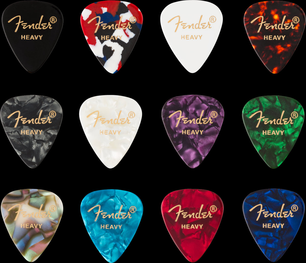 Fender 351 Shape Celluloid Medley Heavy (12)