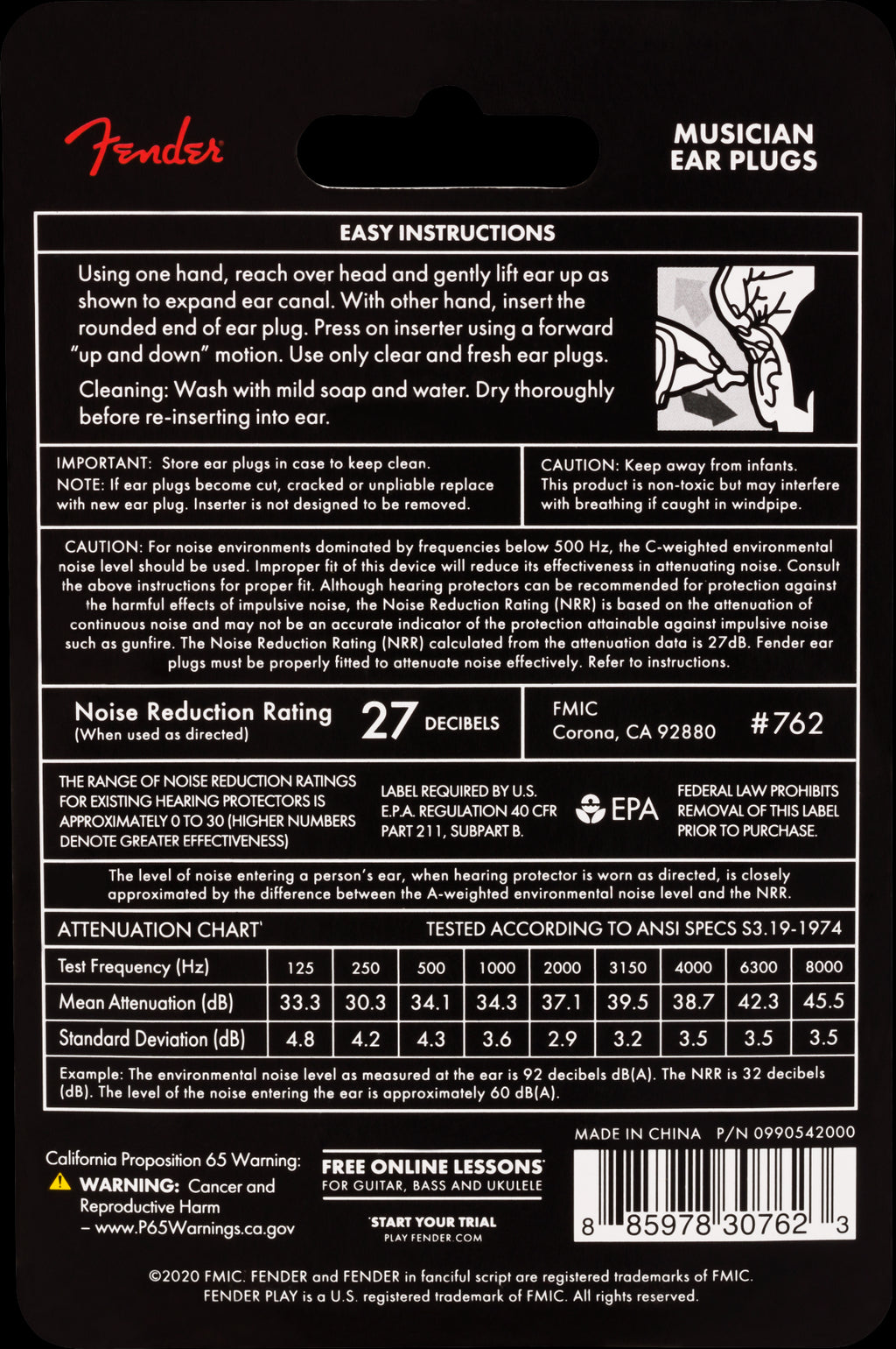 Fender Musician Ear Plugs Blk