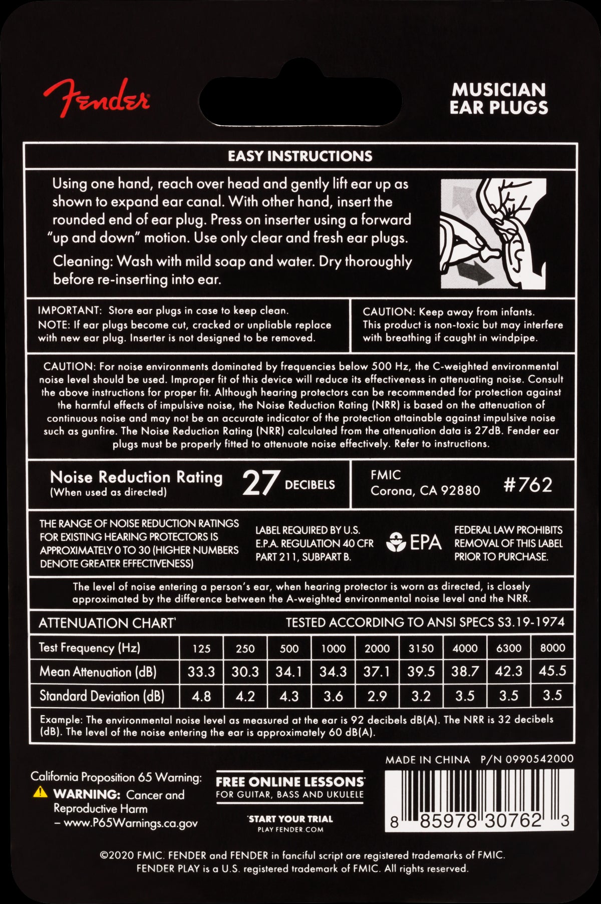 Fender Musician Ear Plugs Blk