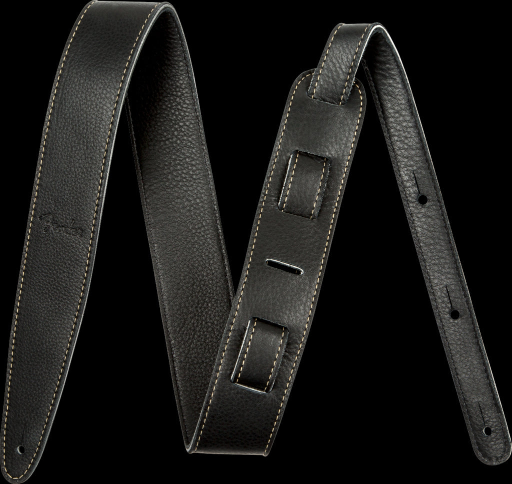 Fender Artisan Crafted 2in Leather Guitar Strap in Black