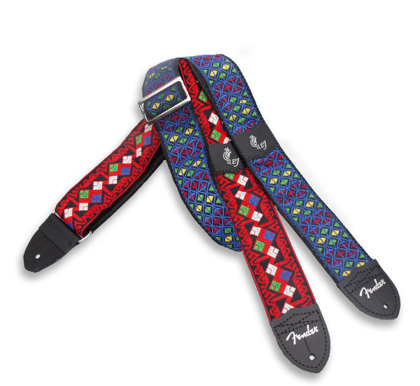 Fender Eric Johnson The Walter" Signature Guitar Strap in Blue with Multi-Colored Triangle Pattern"