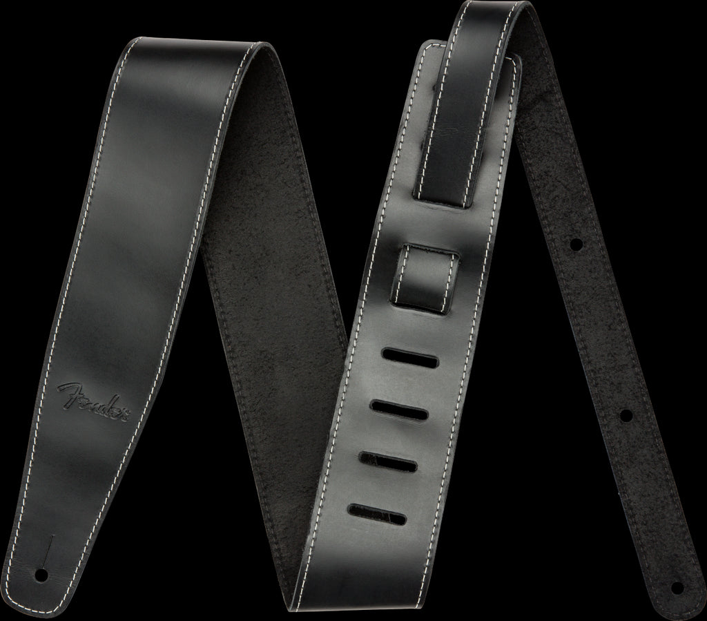 Fender Broken-In Leather 2.5in Guitar Strap in Black