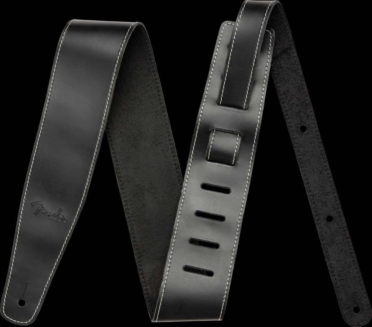 Fender Broken-In Leather 2.5in Guitar Strap in Black