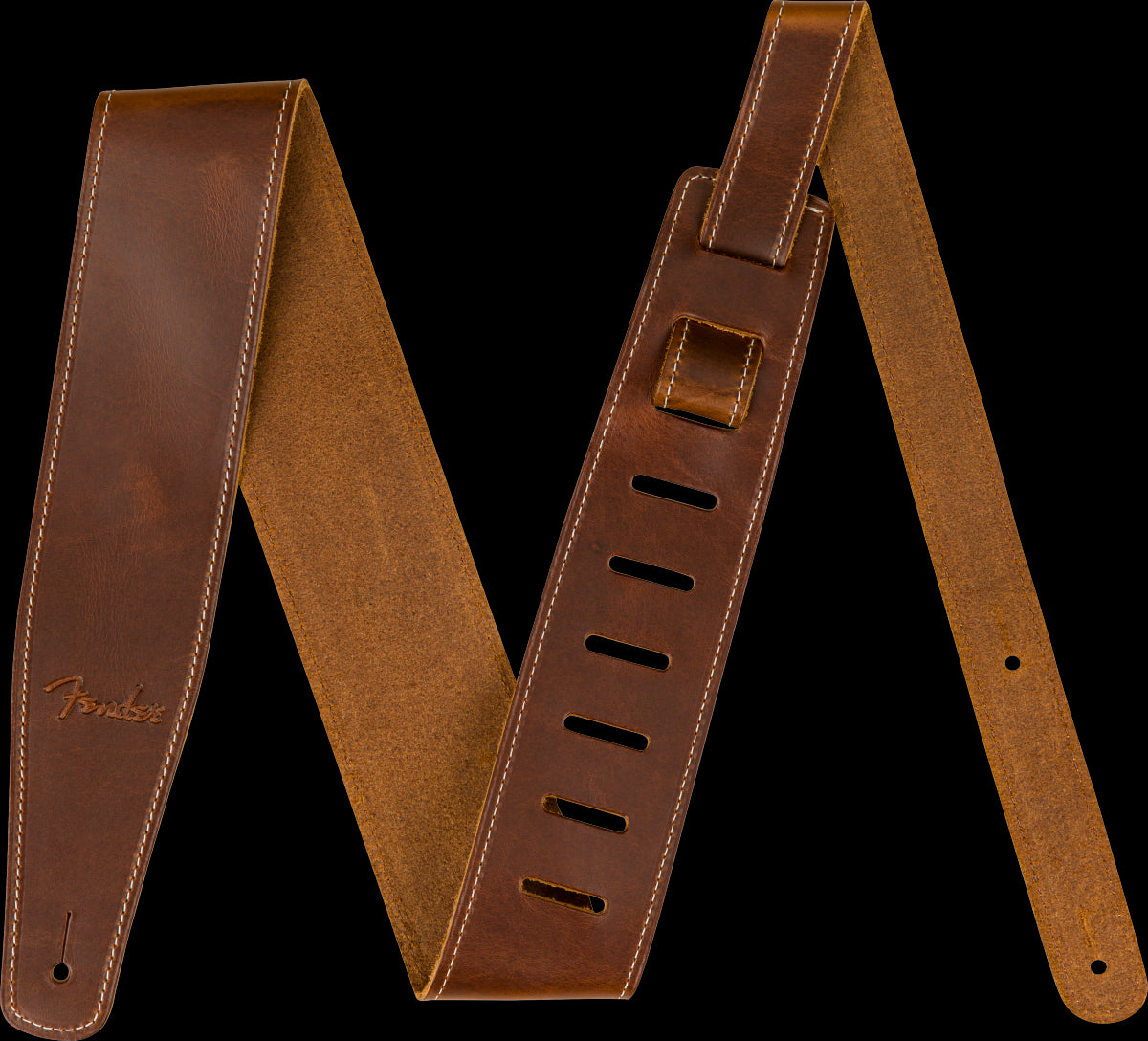 Fender Broken-In Leather 2.5in Guitar Strap in Tan