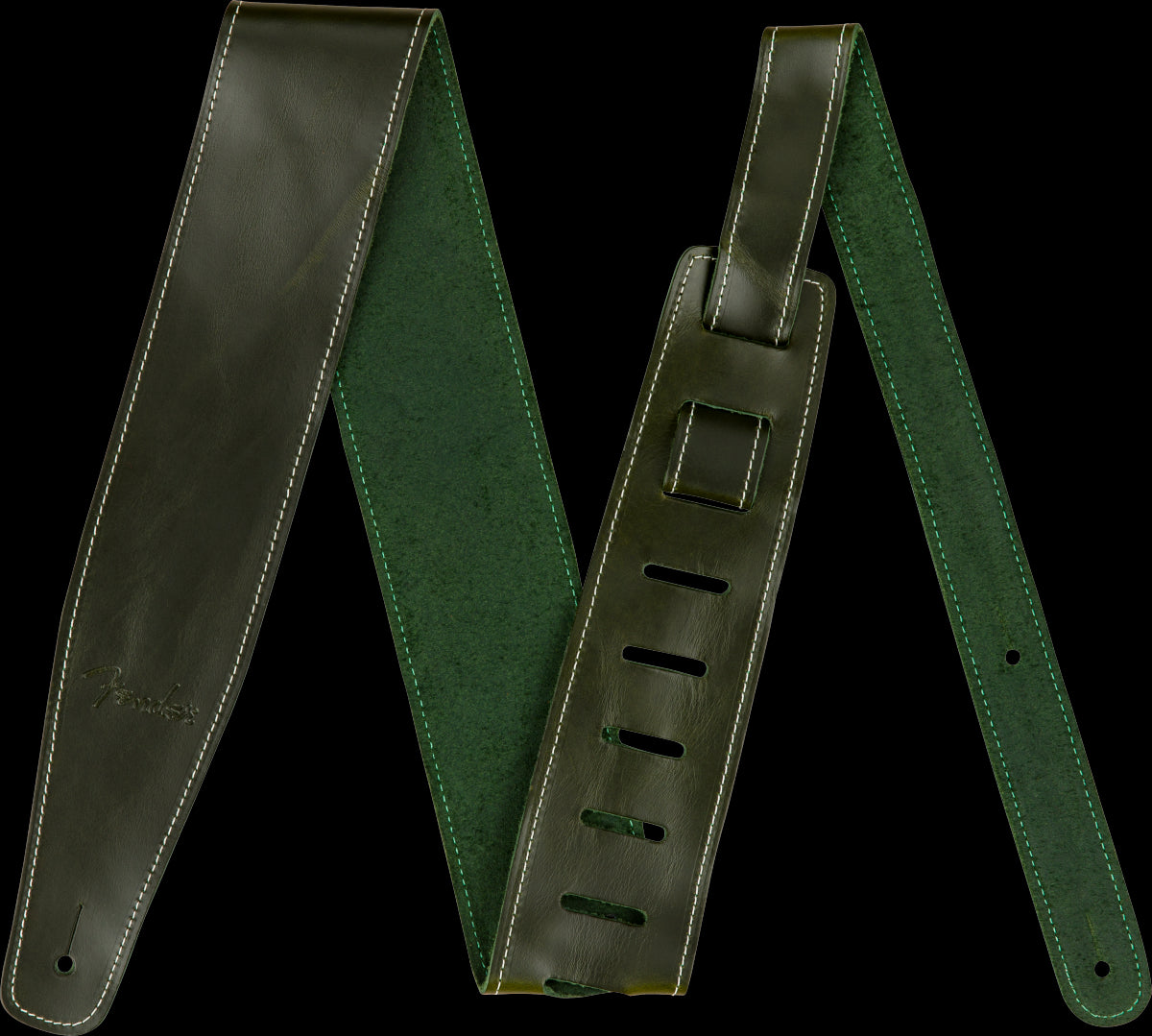 Fender Broken-In Leather 2.5in Guitar Strap in Green