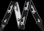 Fender WeighLess Running Logo 2in Guitar Strap in Black/White