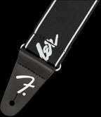 Fender WeighLess Running Logo 2in Guitar Strap in Black/White