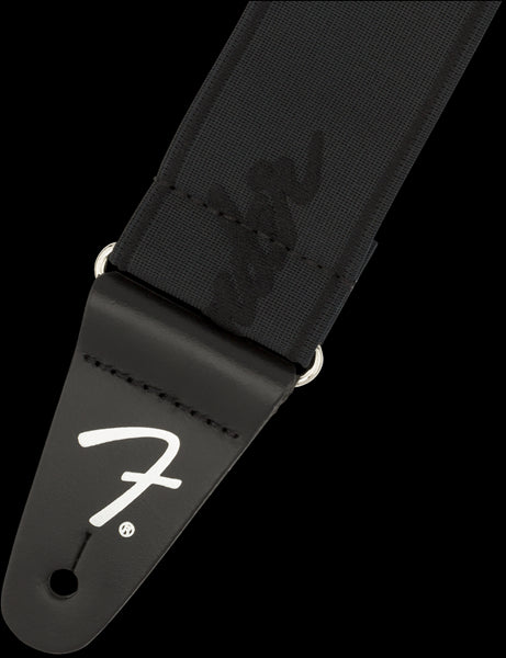 Fender WeighLess Running 2" Logo Strap - Black/Black