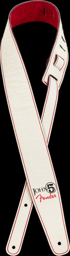 Fender John 5 Leather Strap White Red