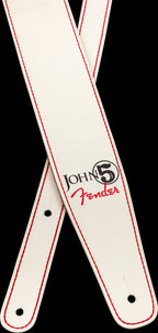 Fender John 5 Leather Strap White Red