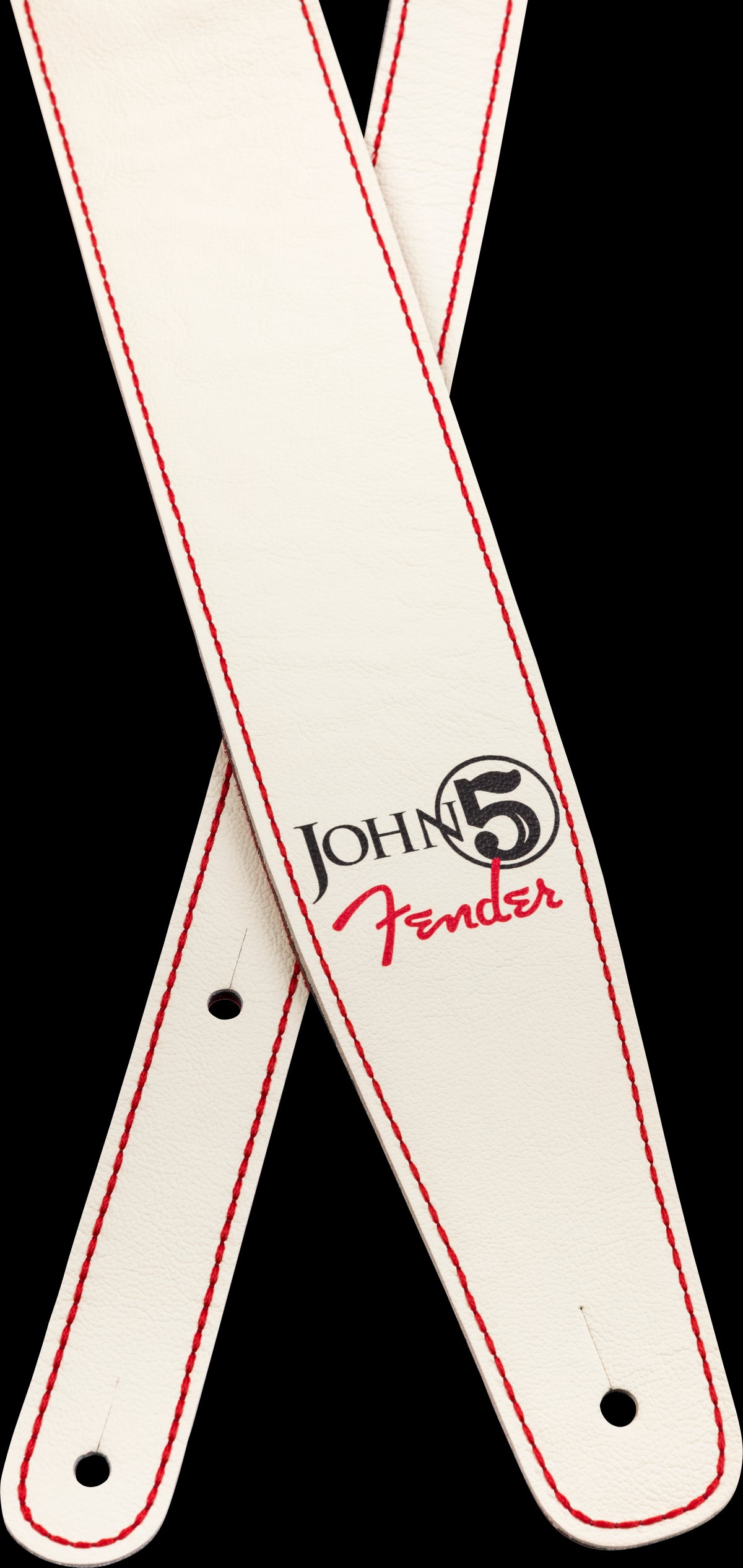Fender John 5 Leather Strap White Red