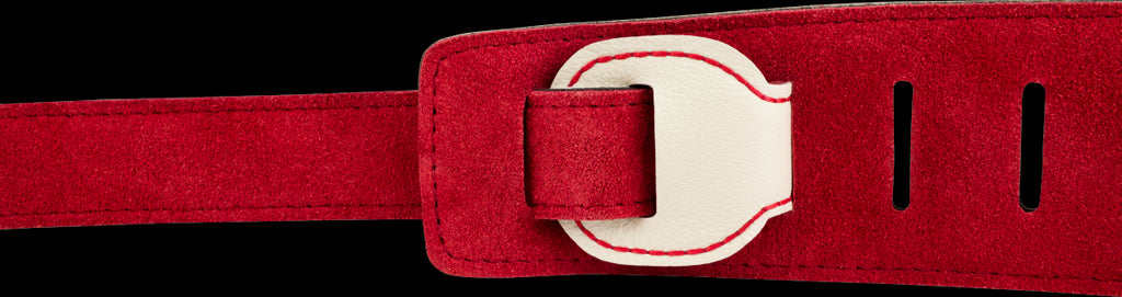 Fender John 5 Leather Strap White Red