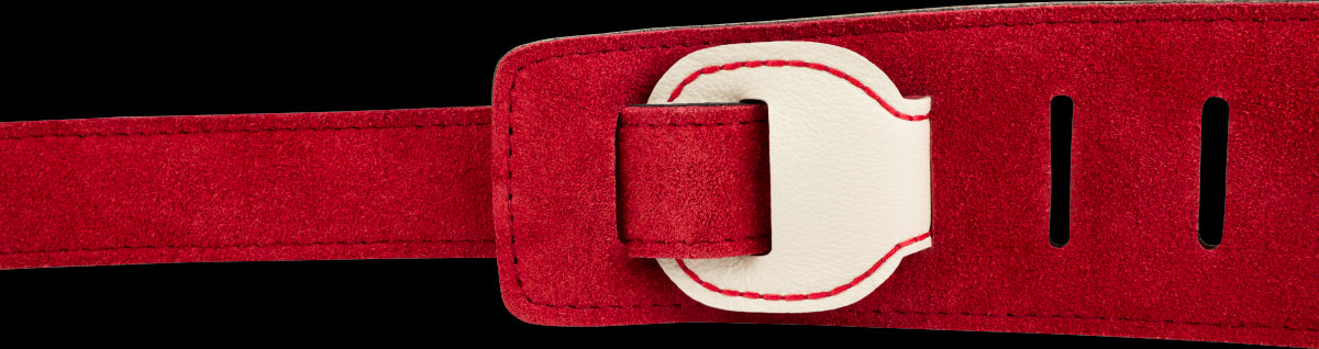 Fender John 5 Leather Strap White Red