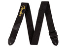 Fender Black Poly 2in Guitar Strap with Yellow Fender Logo