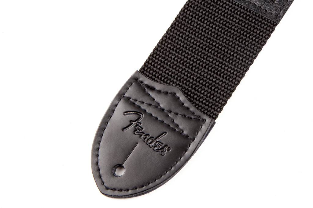 Fender Black Poly 2in Guitar Strap with Yellow Fender Logo