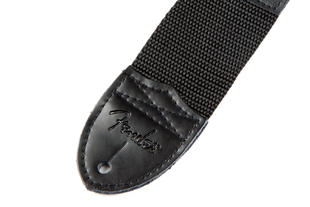 Fender Black Polyester 2in Guitar Strap with White Fender Logo