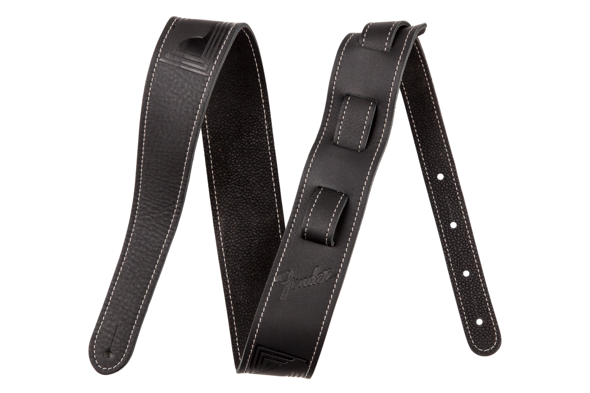 Fender Monogram Leather Guitar Strap in Black