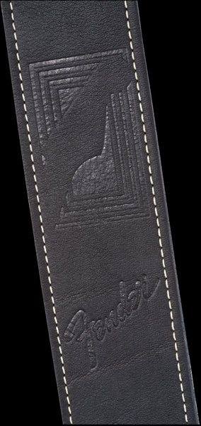 Fender Monogram Leather Guitar Strap in Black