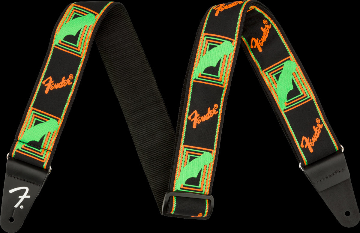 Fender Neon Monogrammed 2" Strap - Green/Orange