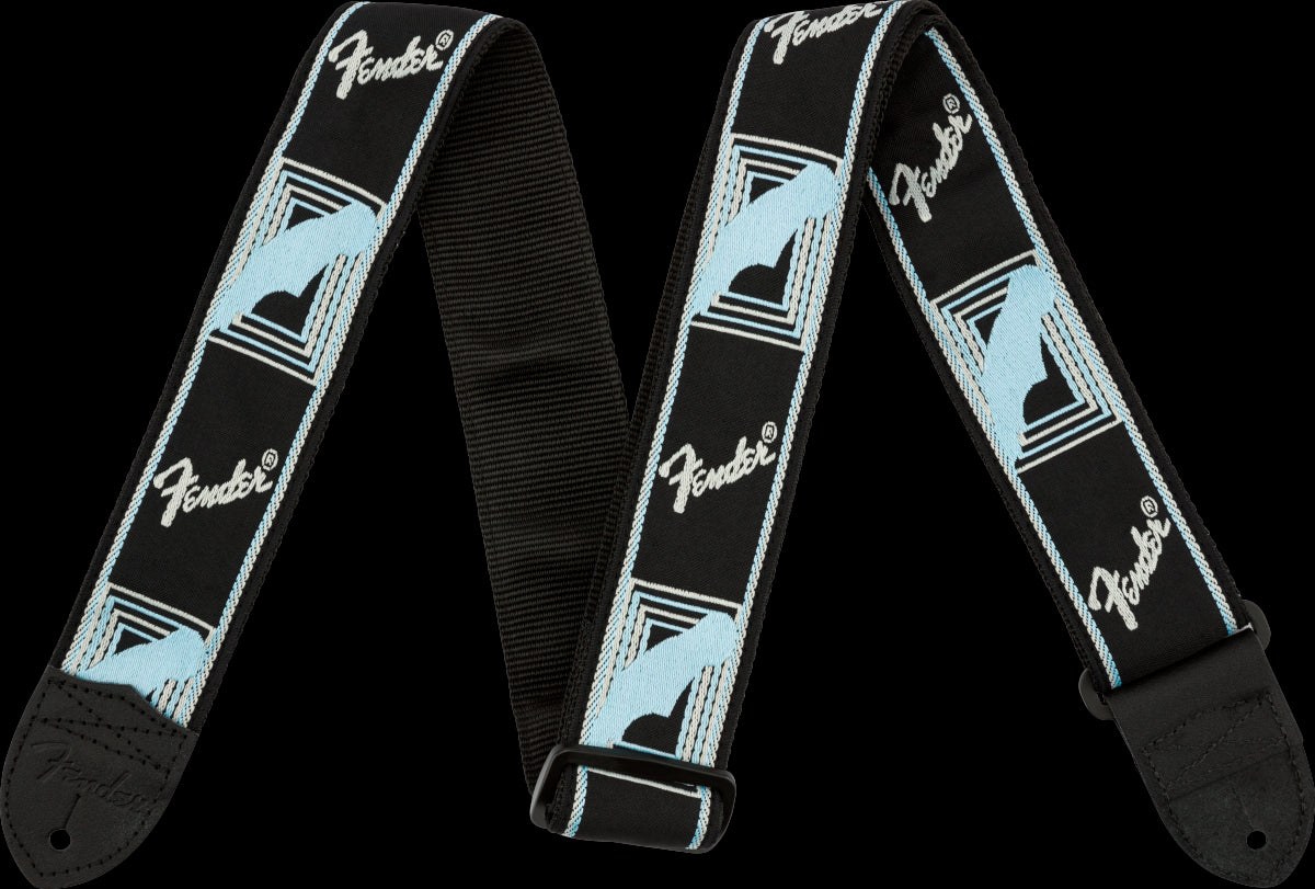 Fender Monogrammed 2" Strap - Black/Light Grey/Blue