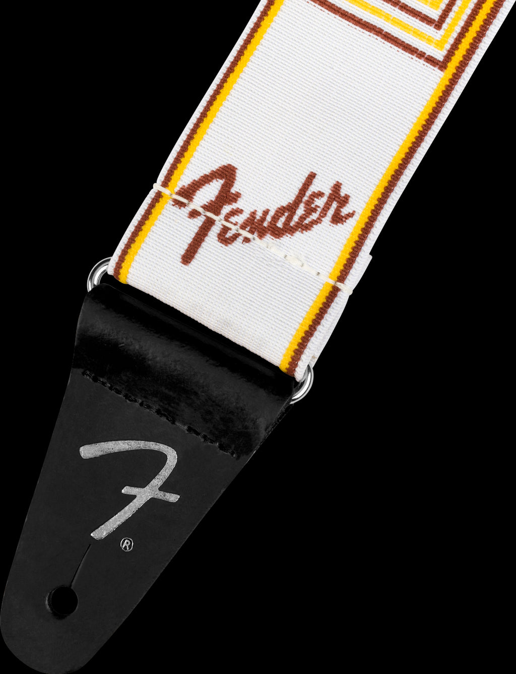 Fender WeighLess Monogrammed 2in Guitar Strap in White/Brown/Yellow