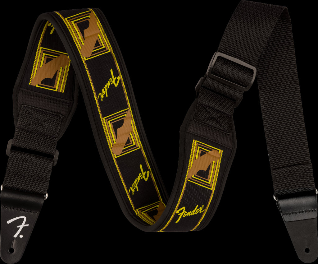 Fender Swell Neoprene Logo Strap 2.5" Black/Yellow/Brown