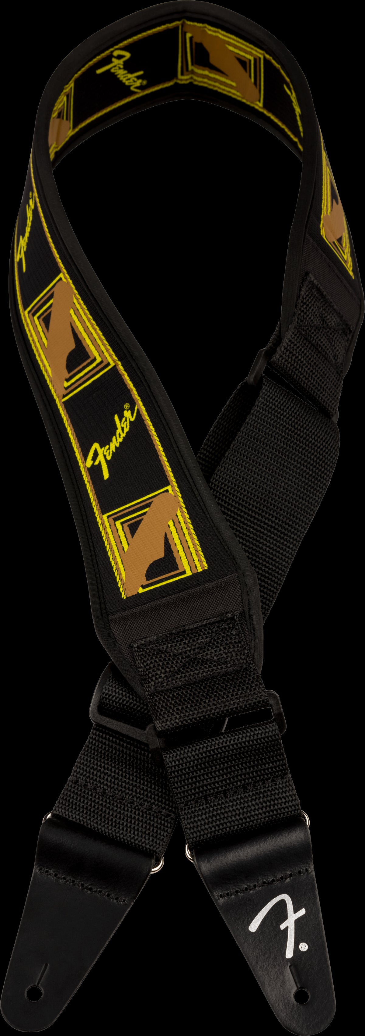 Fender Swell Neoprene Logo Strap 2.5" Black/Yellow/Brown
