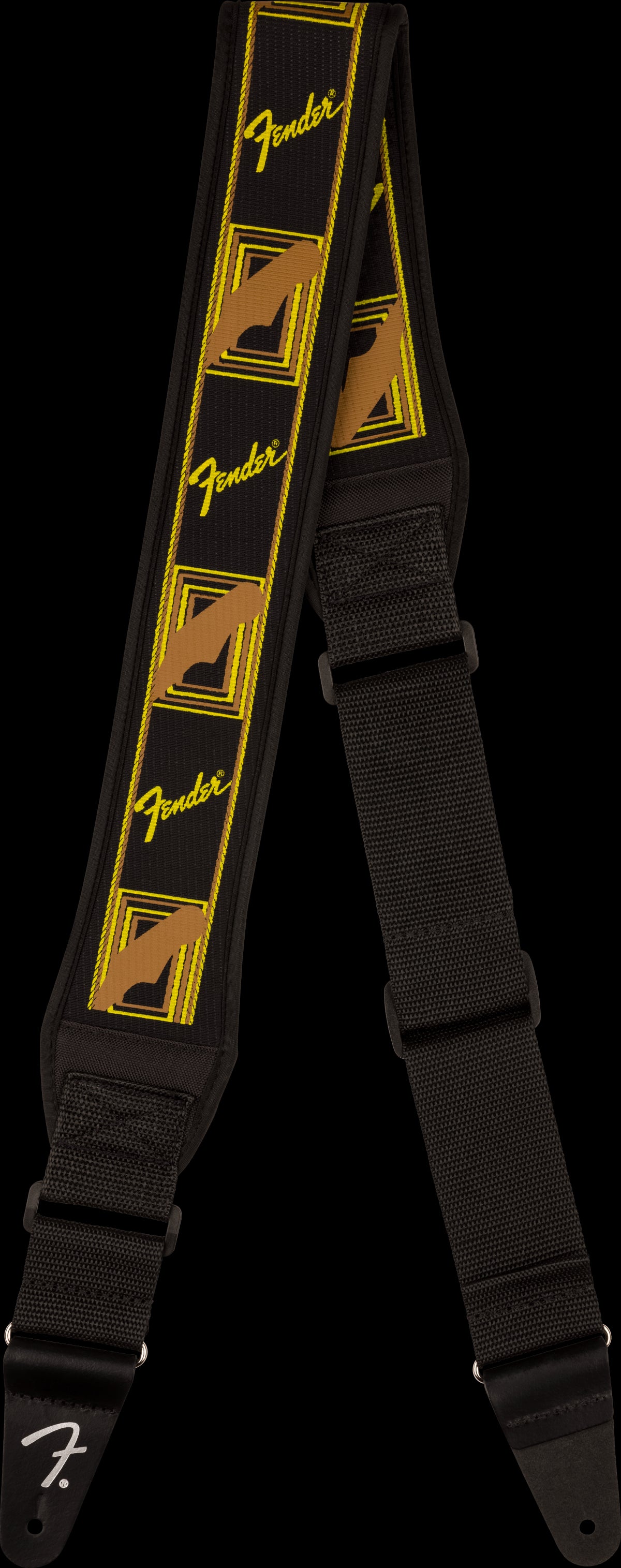 Fender Swell Neoprene Logo Strap 2.5" Black/Yellow/Brown