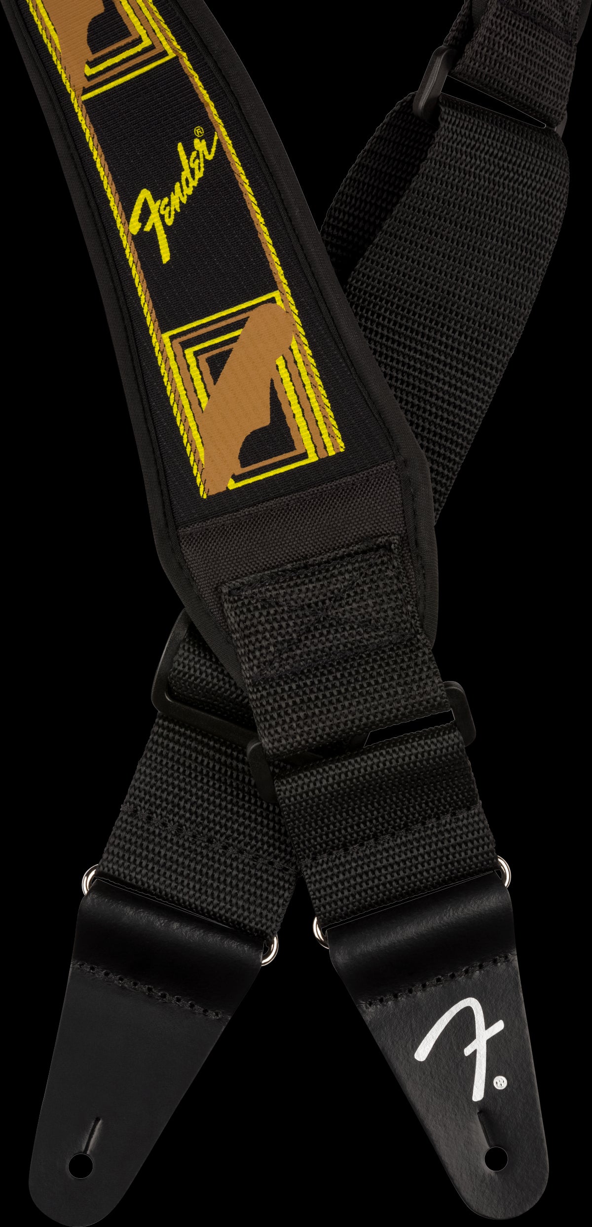 Fender Swell Neoprene Logo Strap 2.5" Black/Yellow/Brown