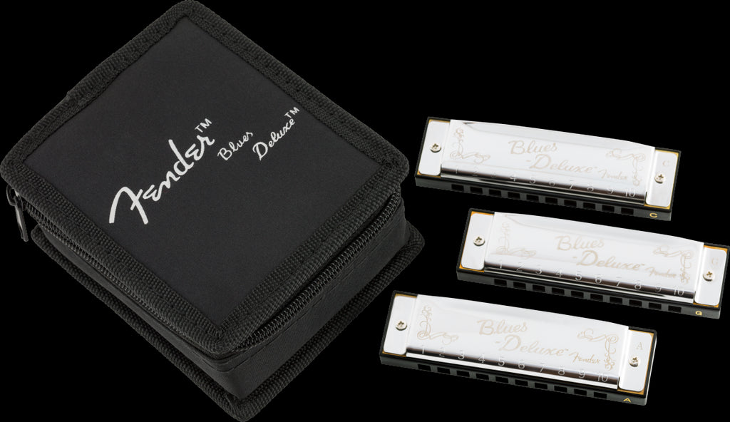 Fender Blues Dlx Harmonica Pack of 3 Case