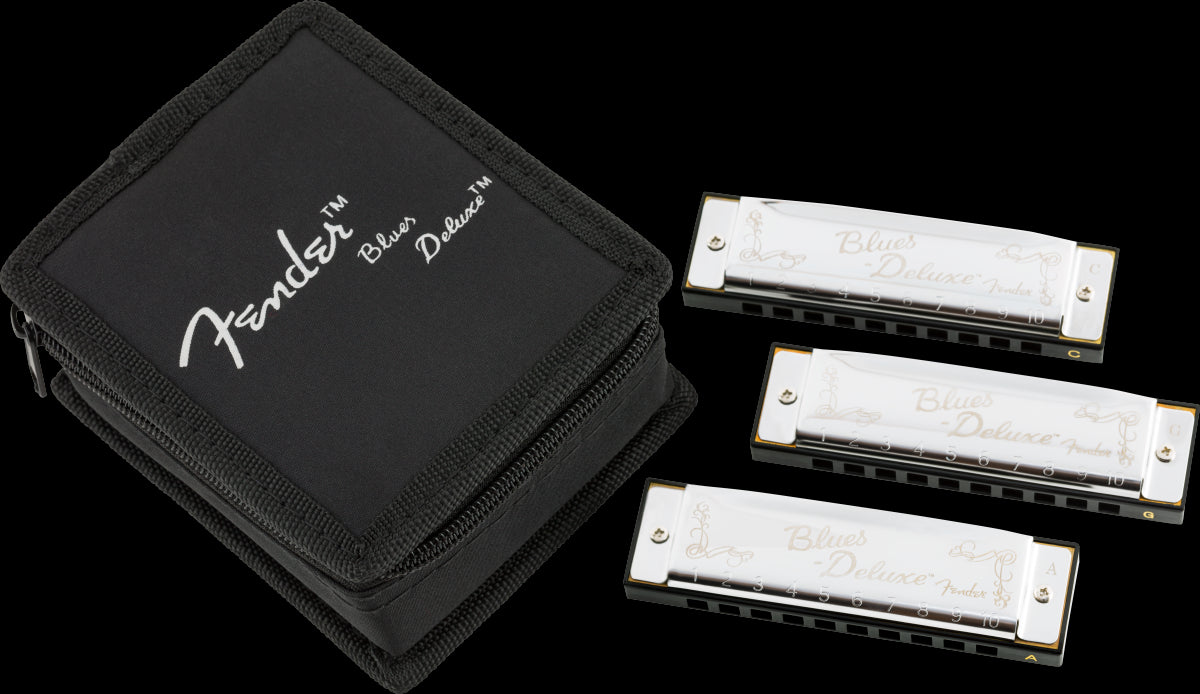Fender Blues Dlx Harmonica Pack of 3 Case