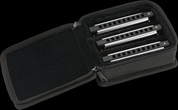 Fender Blues Dlx Harmonica Pack of 3 Case