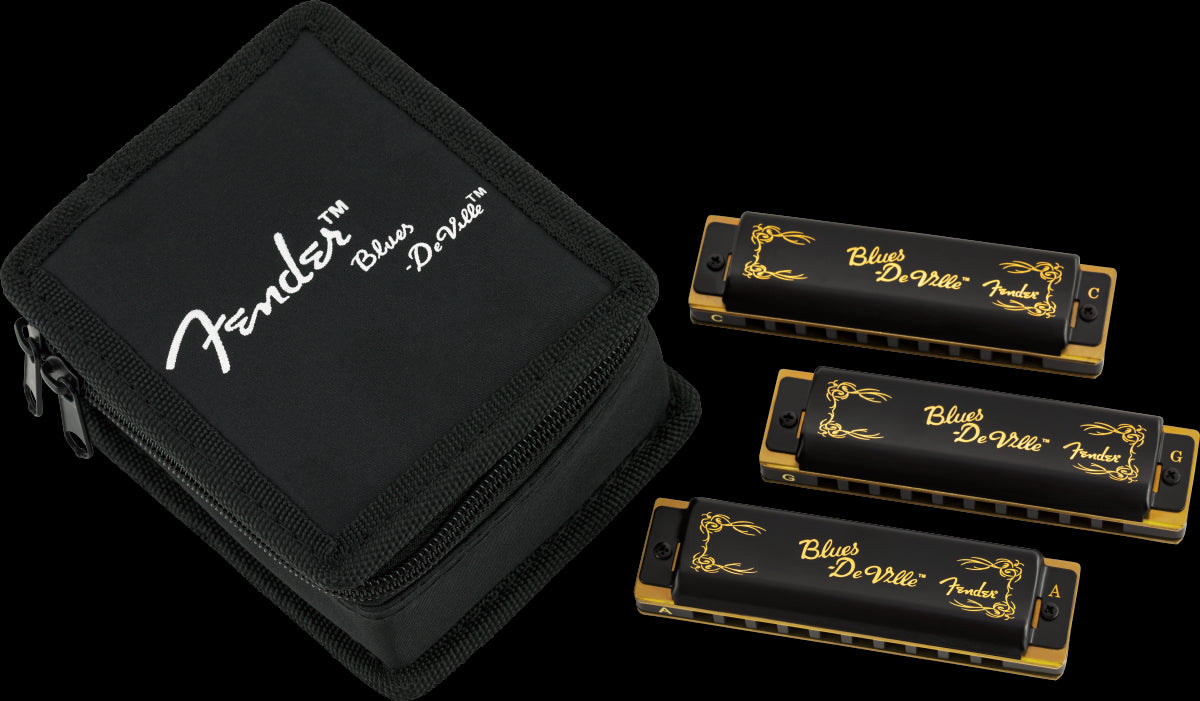 Fender Blues DeVille Harmonica Pack of 3 Case