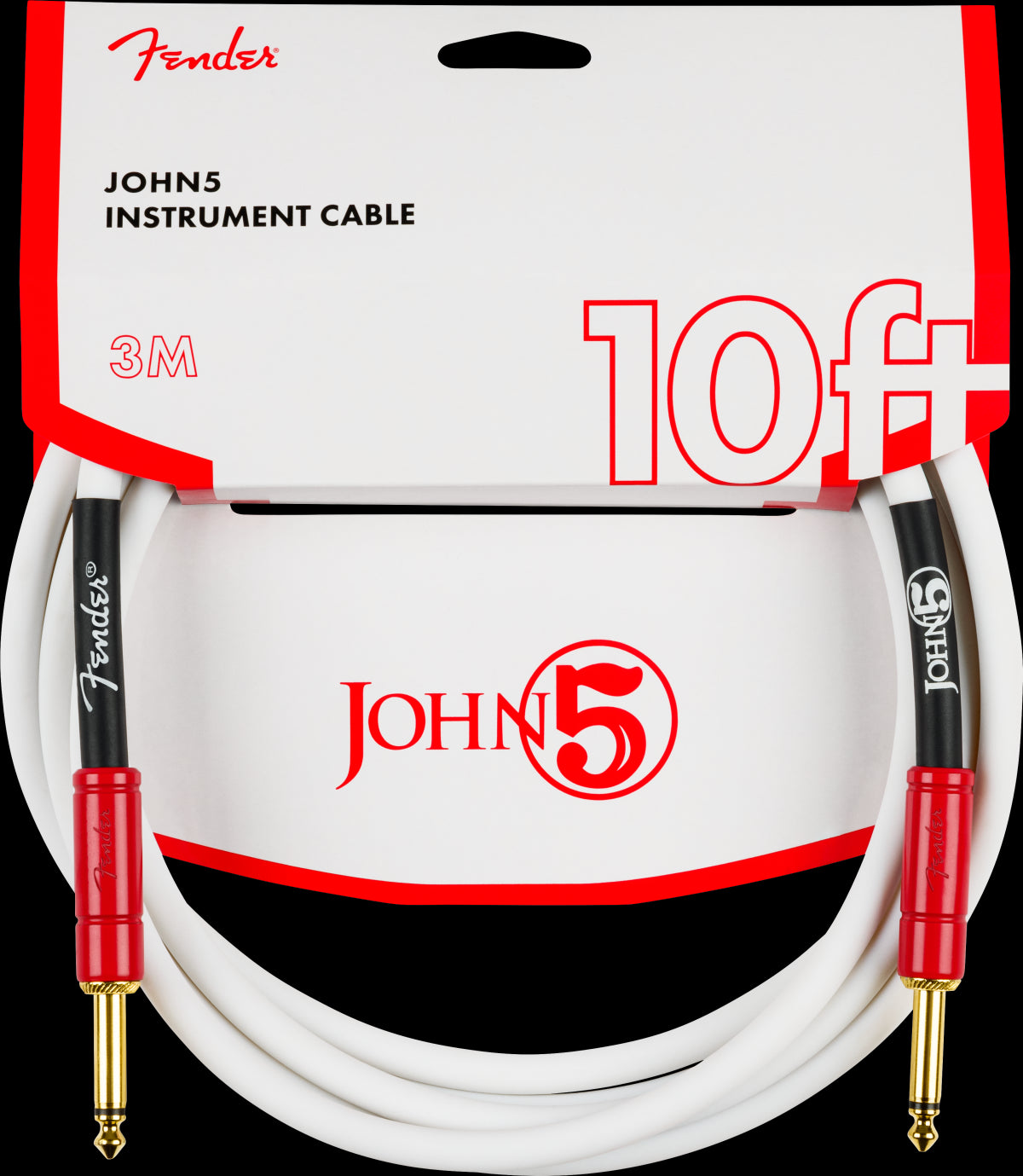 Fender John 5 Inst Cable White Red 10'
