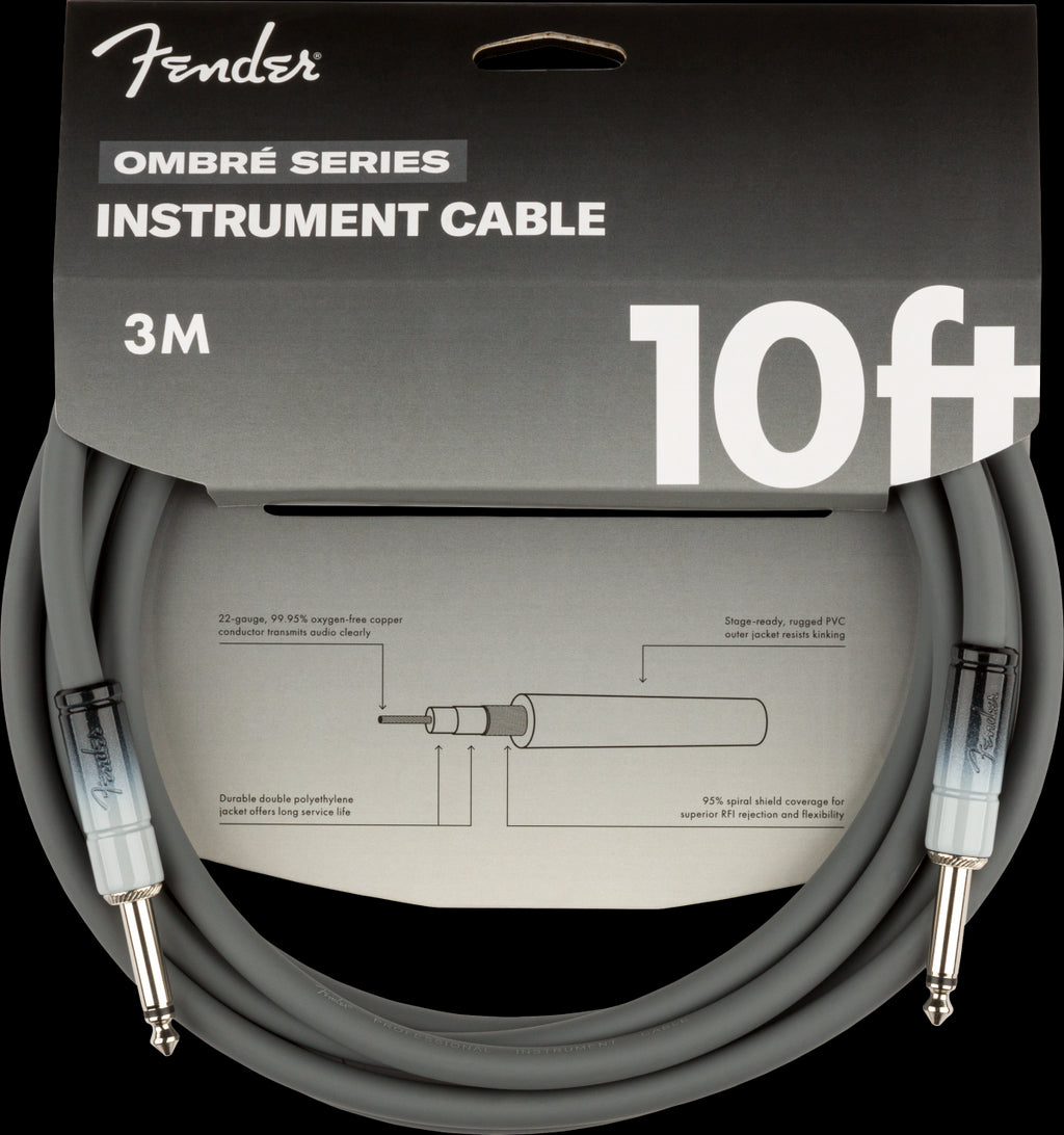 Fender Ombré 10' Straight/Straight Instrument Cable in Silver Smoke