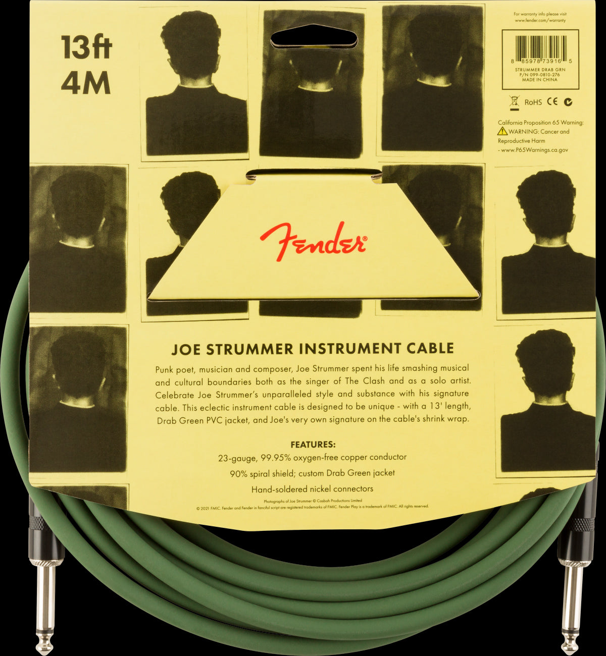 Fender Joe Strummer Pro 13 in Instrument Cable in Drab Green