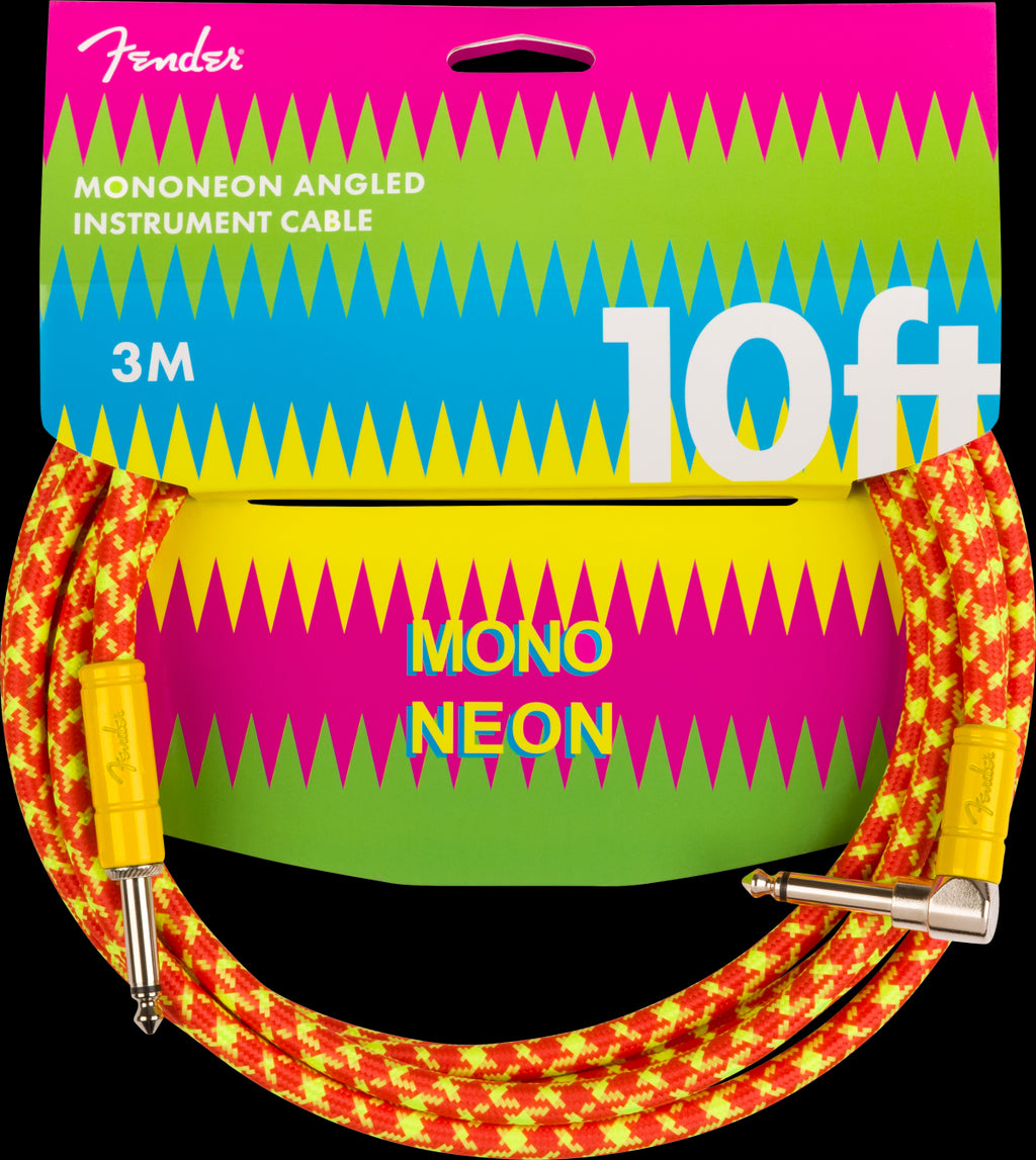 Fender MonoNeon Angled Instrument Cable 10'-Orange