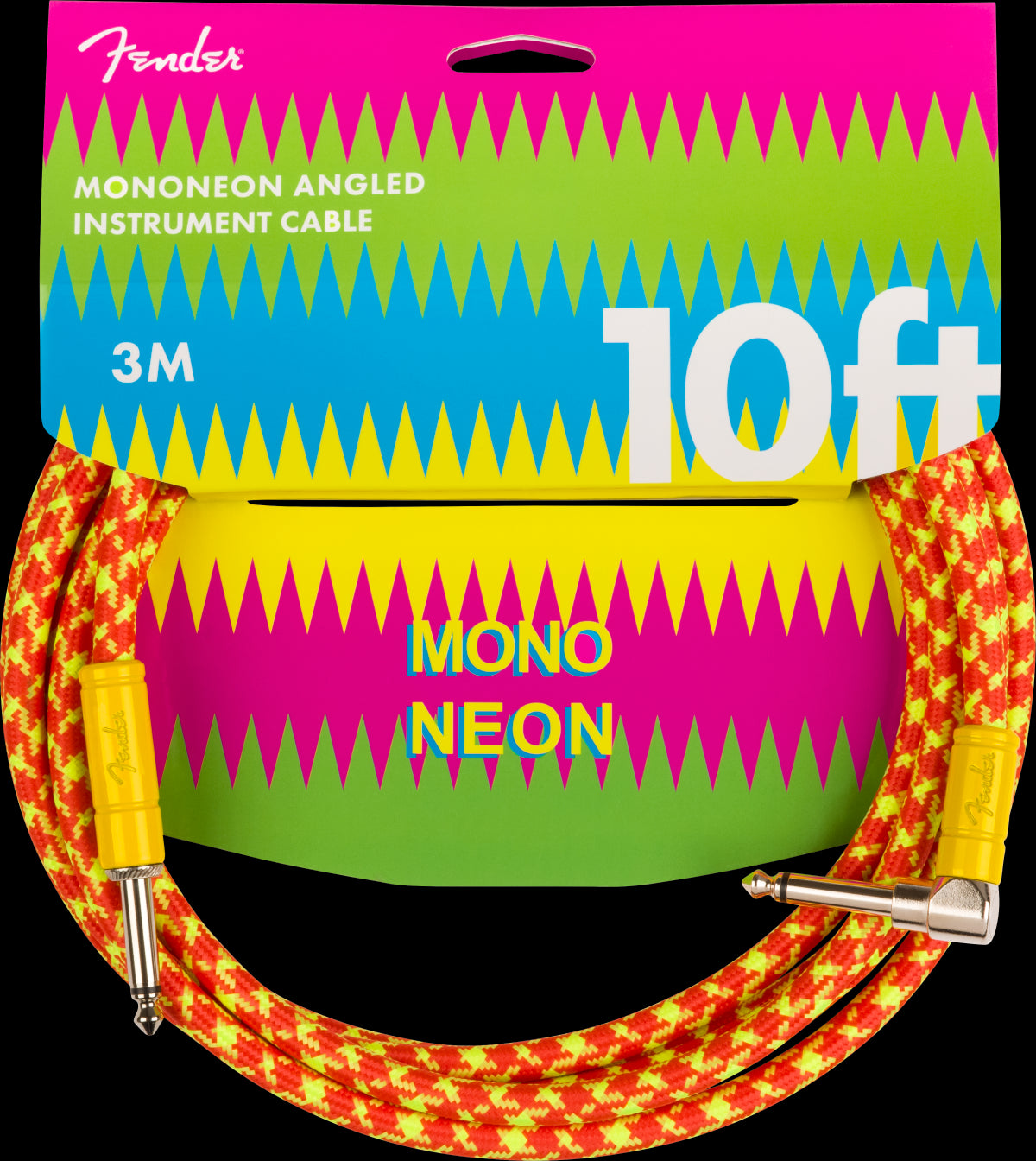 Fender MonoNeon Angled Instrument Cable 10'-Orange
