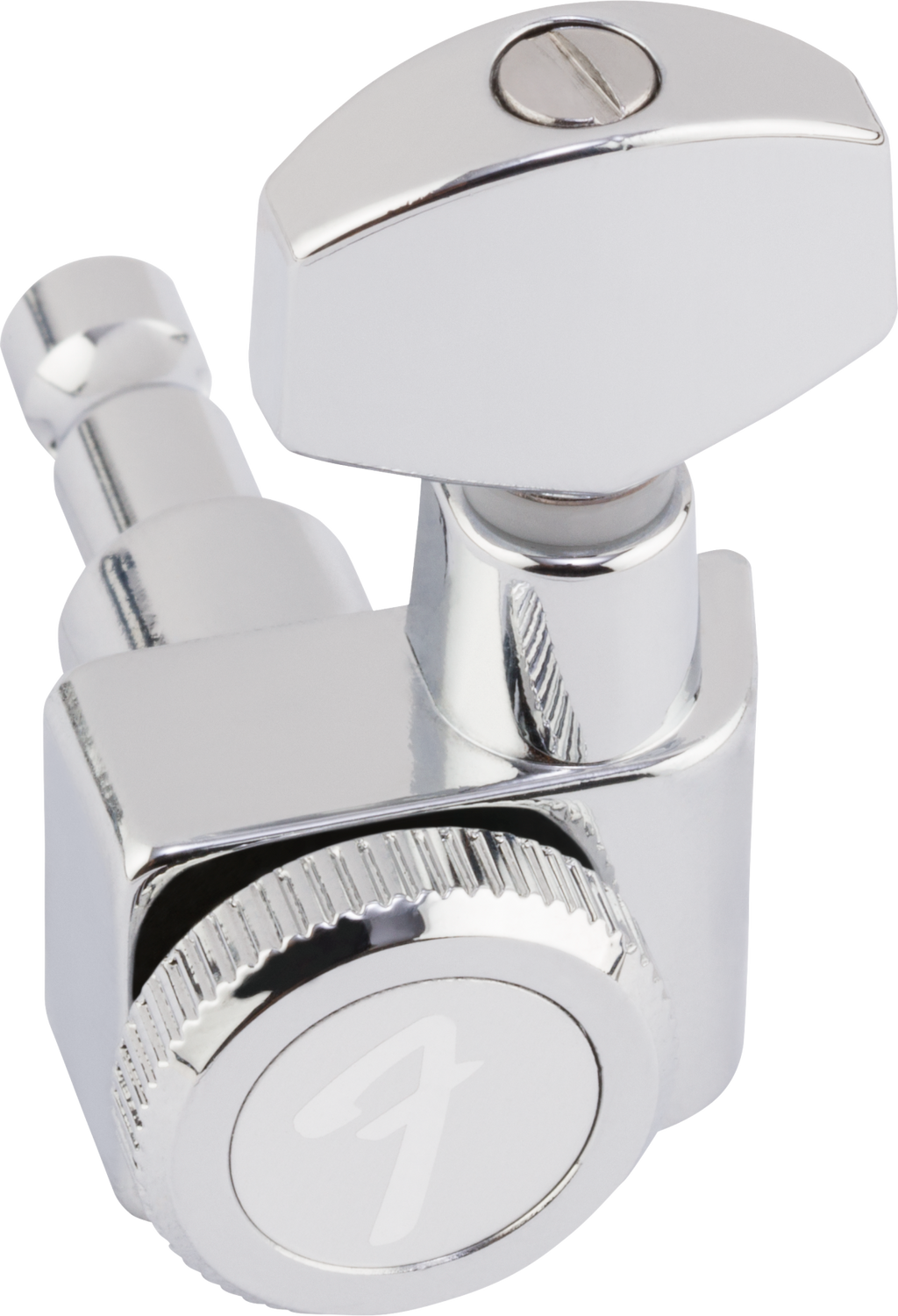 Fender locking tuning pegs for left-handed Stratocaster and Telecaster guitars in polished chrome, set of six guitar parts.