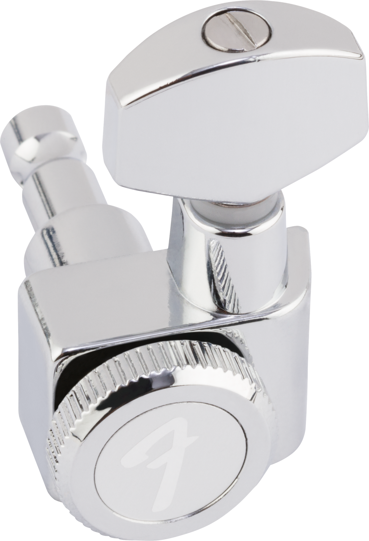 Fender locking tuning pegs for left-handed Stratocaster and Telecaster guitars in polished chrome, set of six guitar parts.