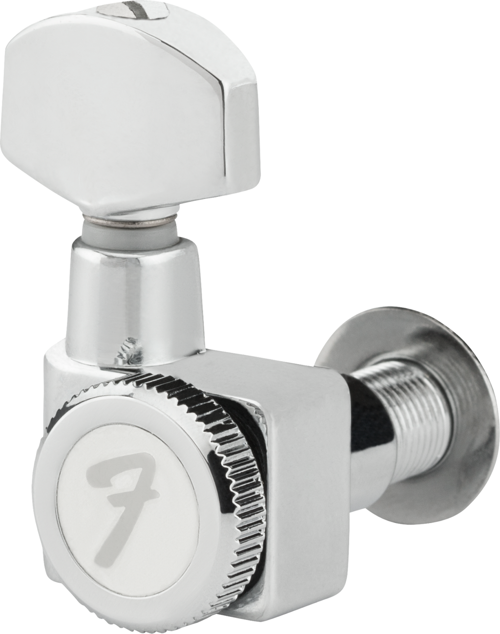 Fender chrome locking tuner machine heads for Stratocaster and Telecaster guitars, high-quality guitar parts with precise tuning.